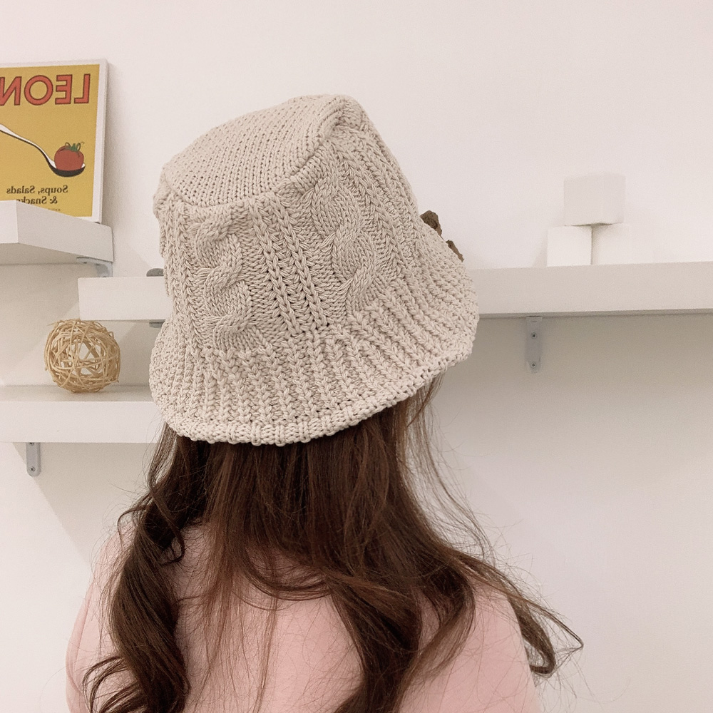 코튼 니트 버킷햇 꽈배기 여성 벙거지 모자 3color