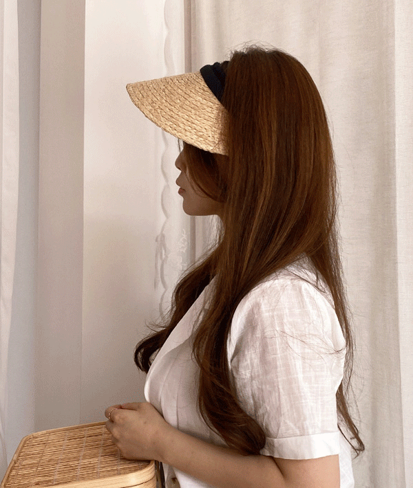 라피아 자외선 차단 밀짚 썬캡 여성 라탄 여름 모자